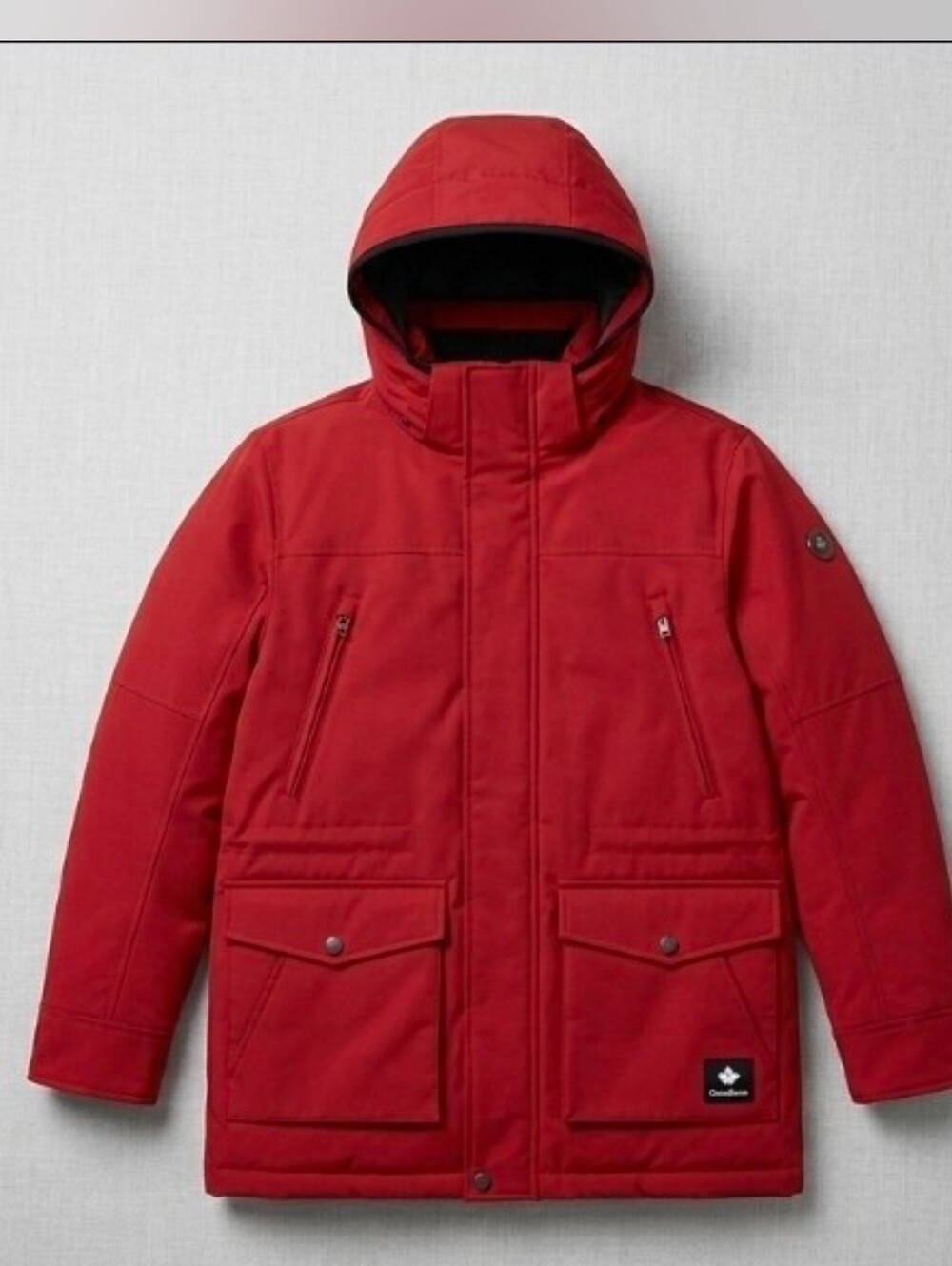 Kids Red Hooded Puffer Coat - Casual Cold-Weather Parka